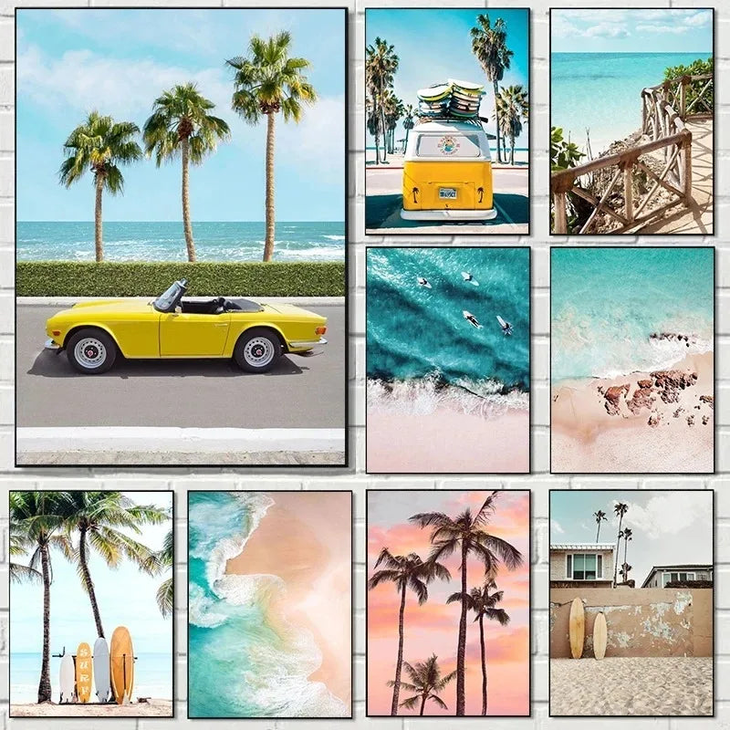 Summer Beach Palm Tree Canvas Wall Art Print