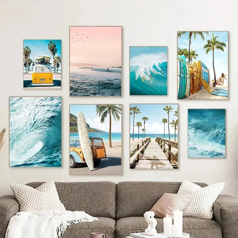 Summer Beach Palm Tree Canvas Wall Art Print
