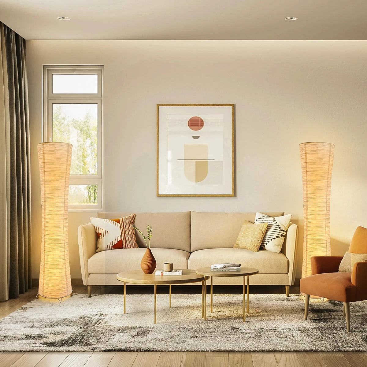Minimalist Paper Floor Lamp With Remote Dimming