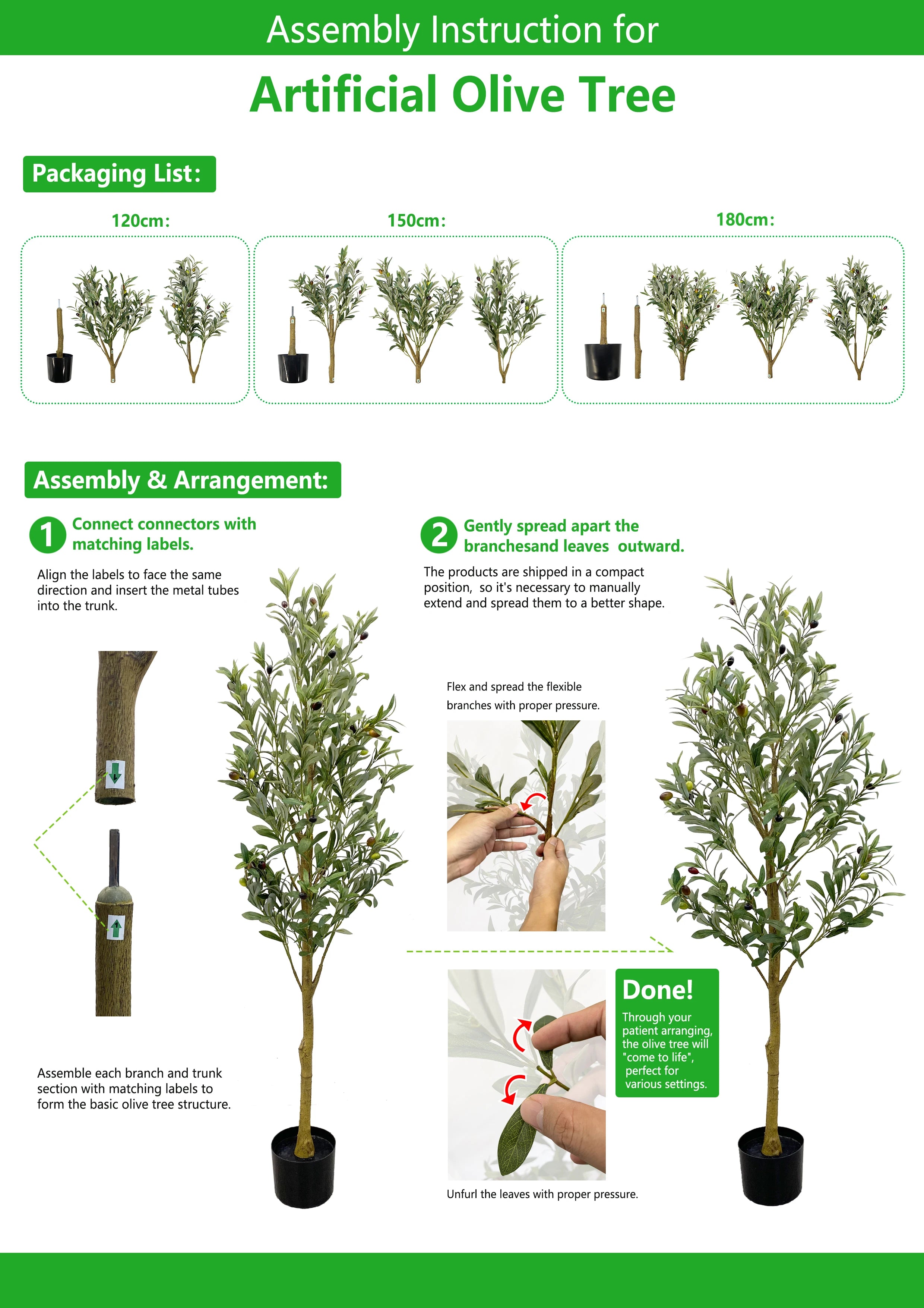 Artificial Olive Tree With Wood Trunk for Home & Office Decor