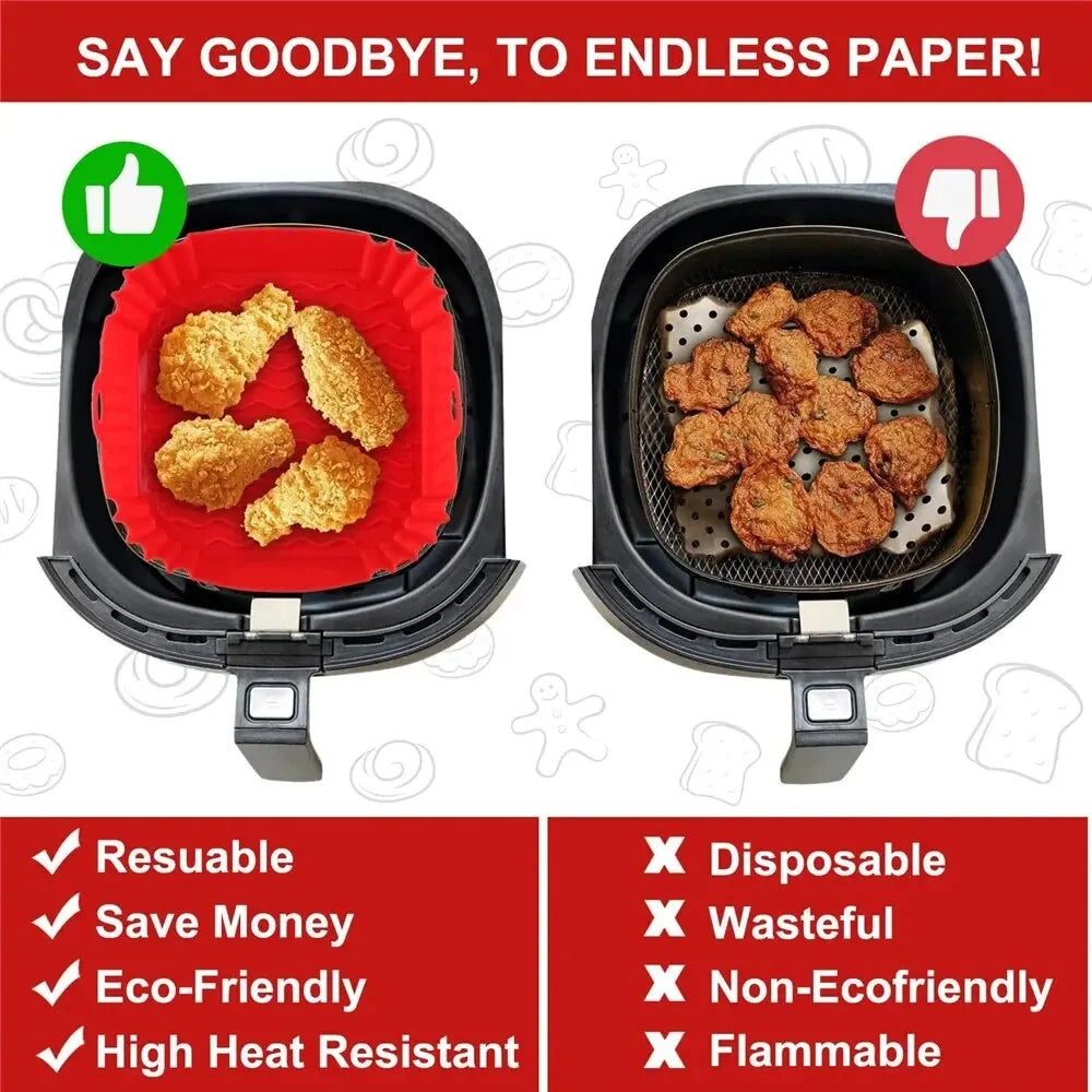 Reusable Silicone Air Fryer Pan Liner Baking Basket