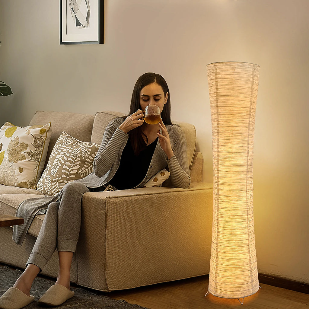 Minimalist Paper Floor Lamp With Remote Dimming