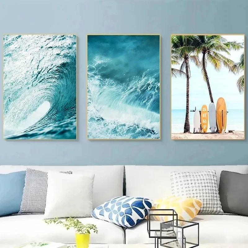 Summer Beach Palm Tree Canvas Wall Art Print