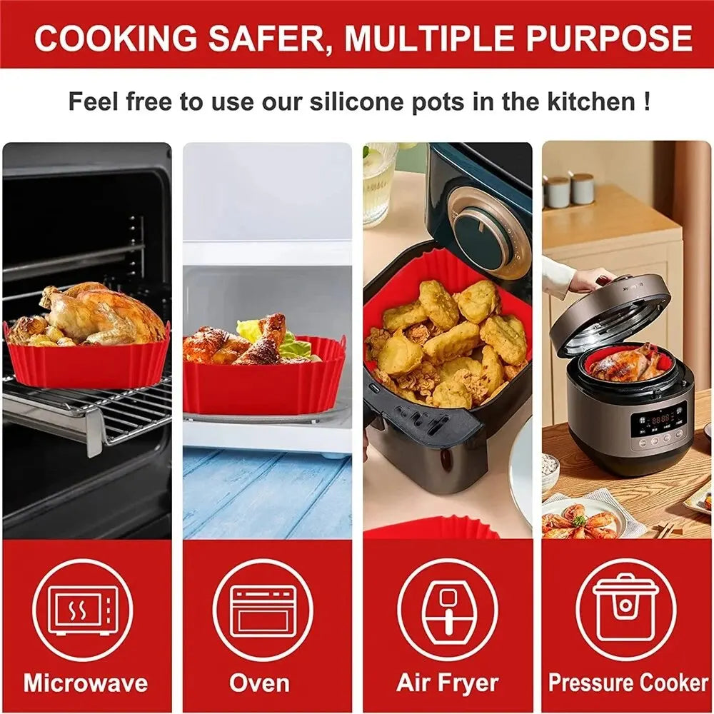 Reusable Silicone Air Fryer Pan Liner Baking Basket