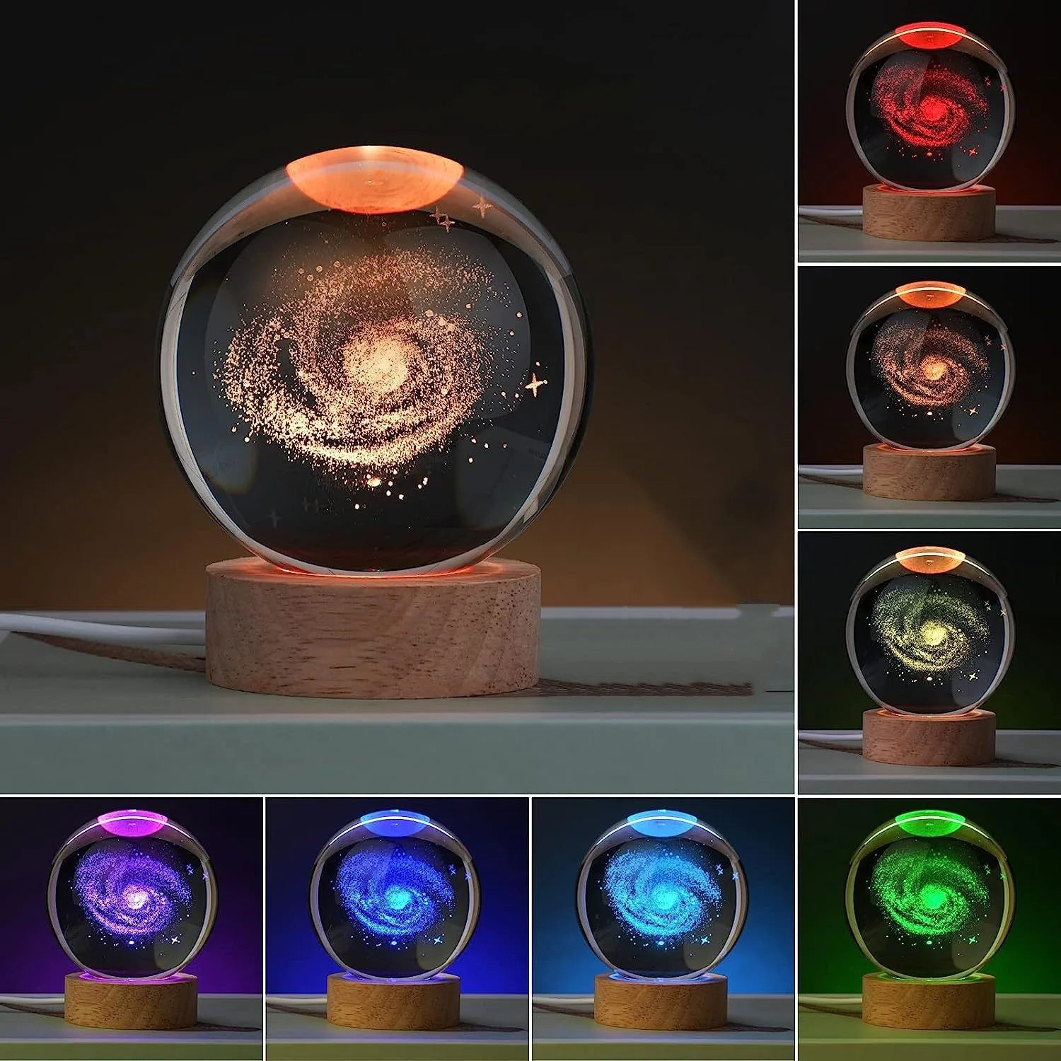 Solar Crystal Ball Night Light – Cosmos Desk Ornament