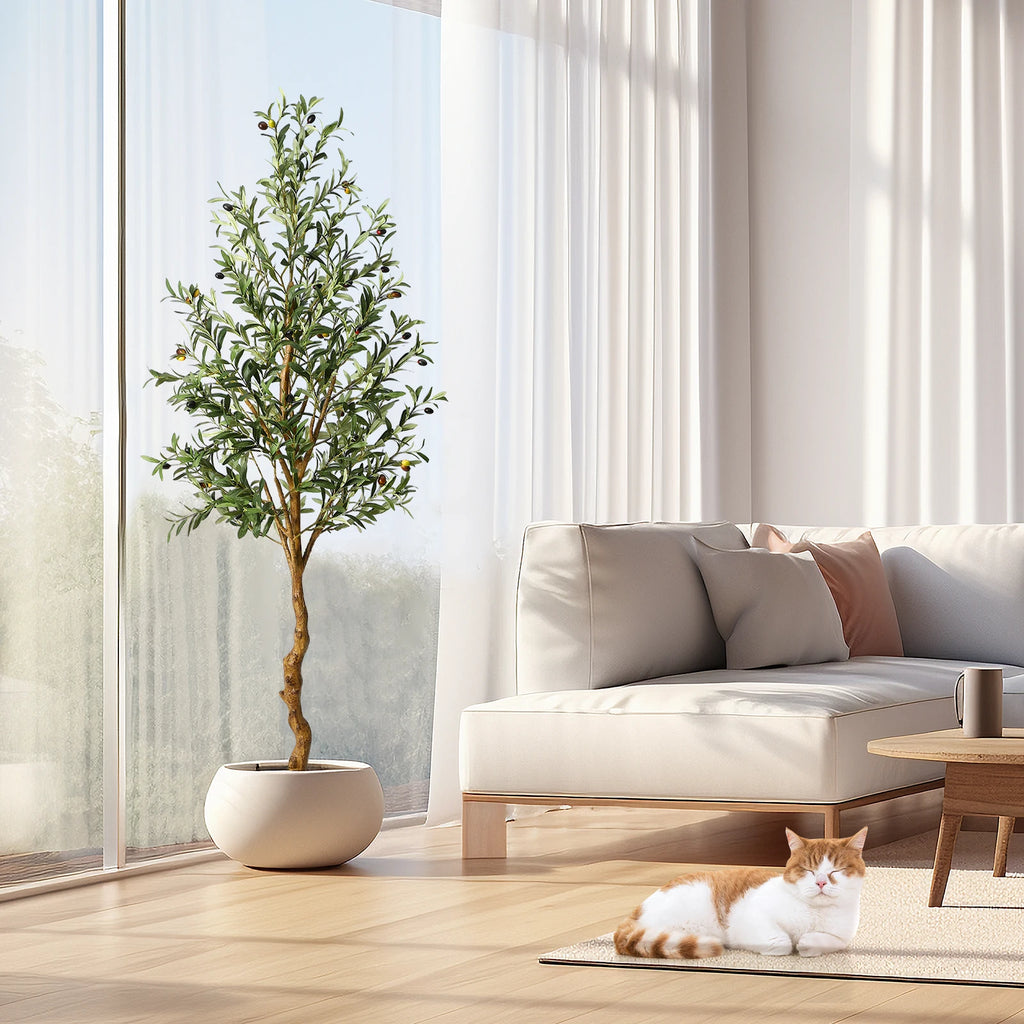 Artificial Olive Tree With Wood Trunk for Home & Office Decor