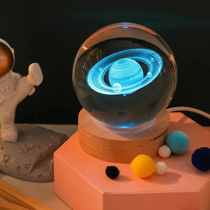 Solar Crystal Ball Night Light – Cosmos Desk Ornament