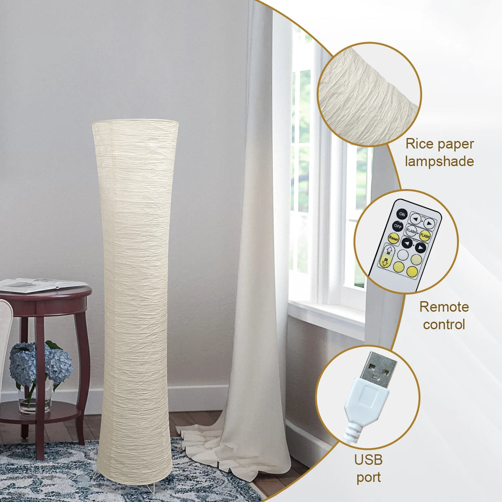 Minimalist Paper Floor Lamp With Remote Dimming