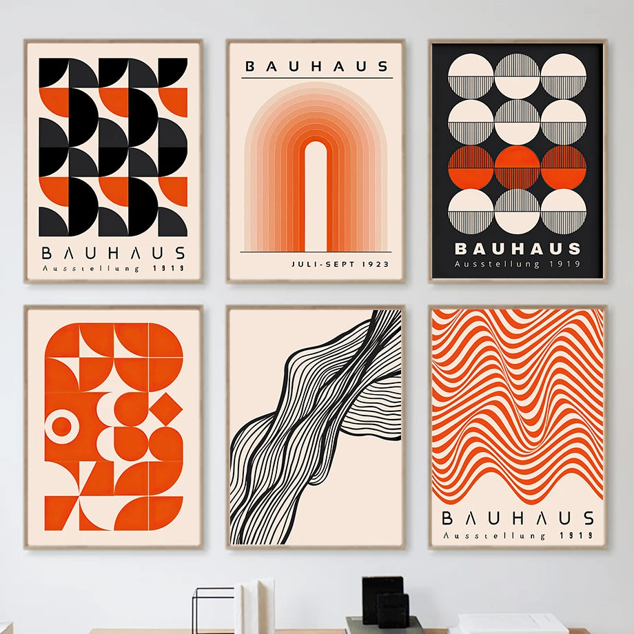 Bauhaus Geometric Abstract Canvas Wall Art Print