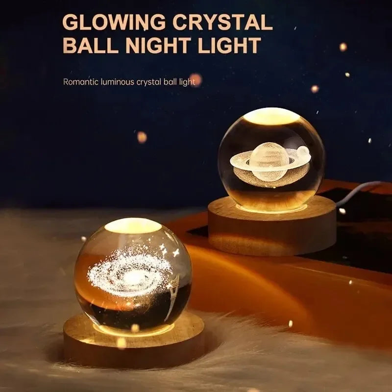 Solar Crystal Ball Night Light – Cosmos Desk Ornament