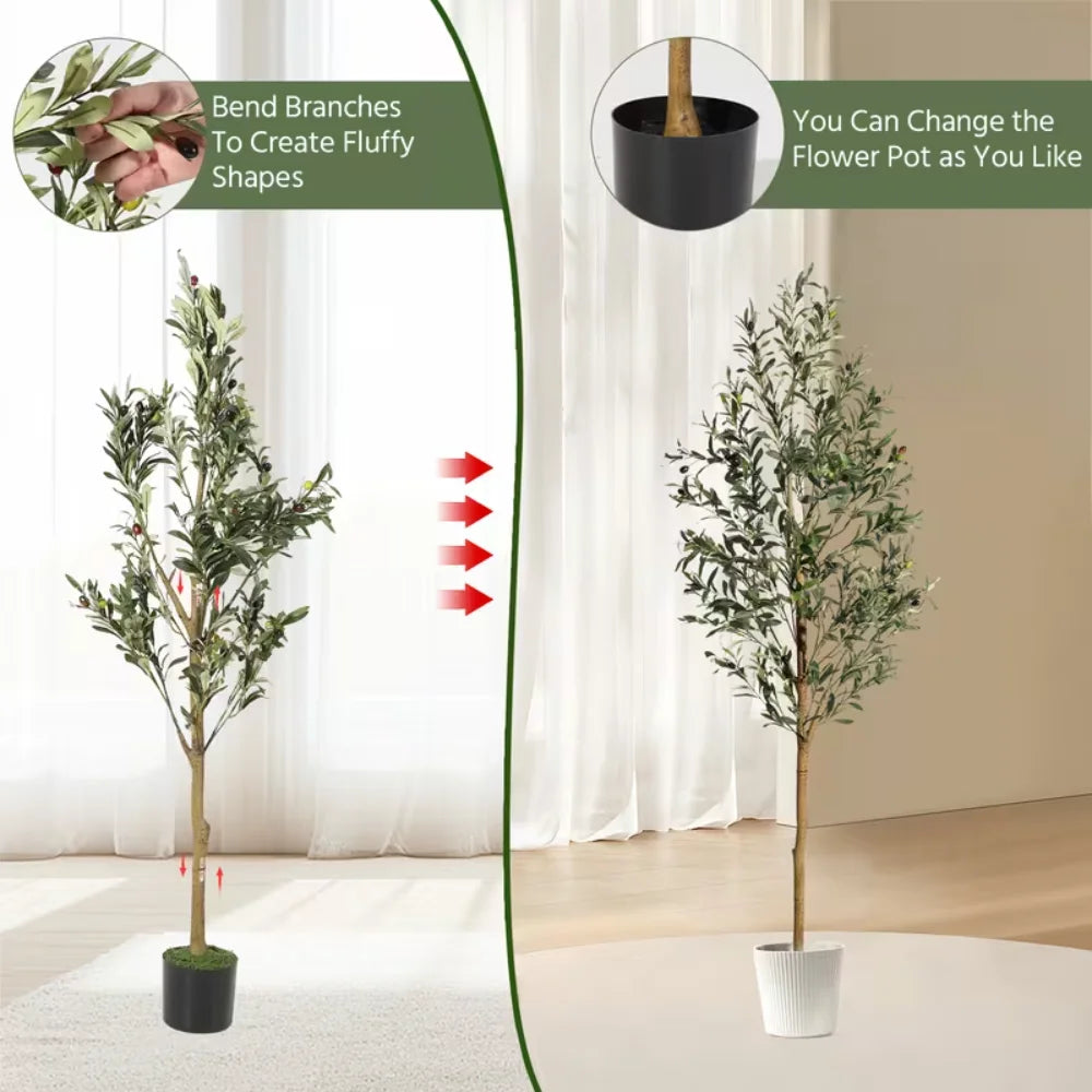Artificial Olive Tree With Wood Trunk for Home & Office Decor