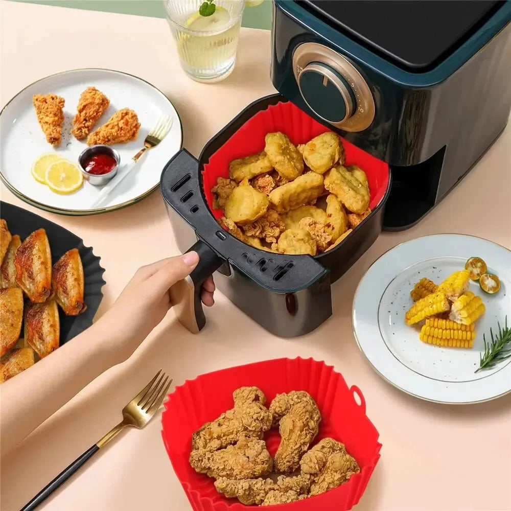 Reusable Silicone Air Fryer Pan Liner Baking Basket