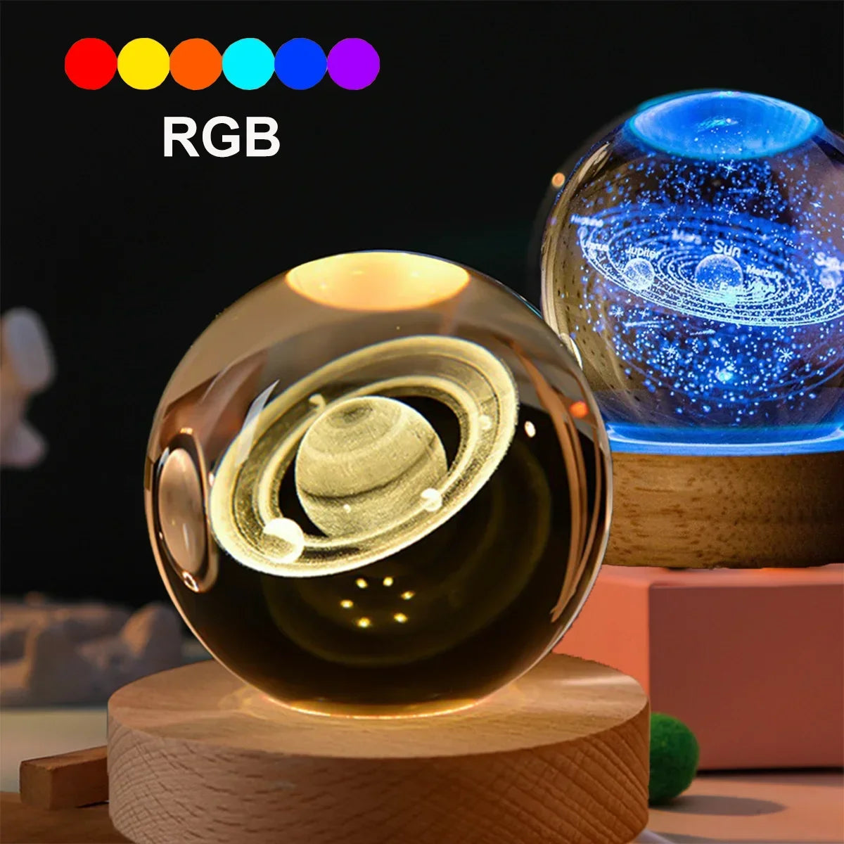Solar Crystal Ball Night Light – Cosmos Desk Ornament