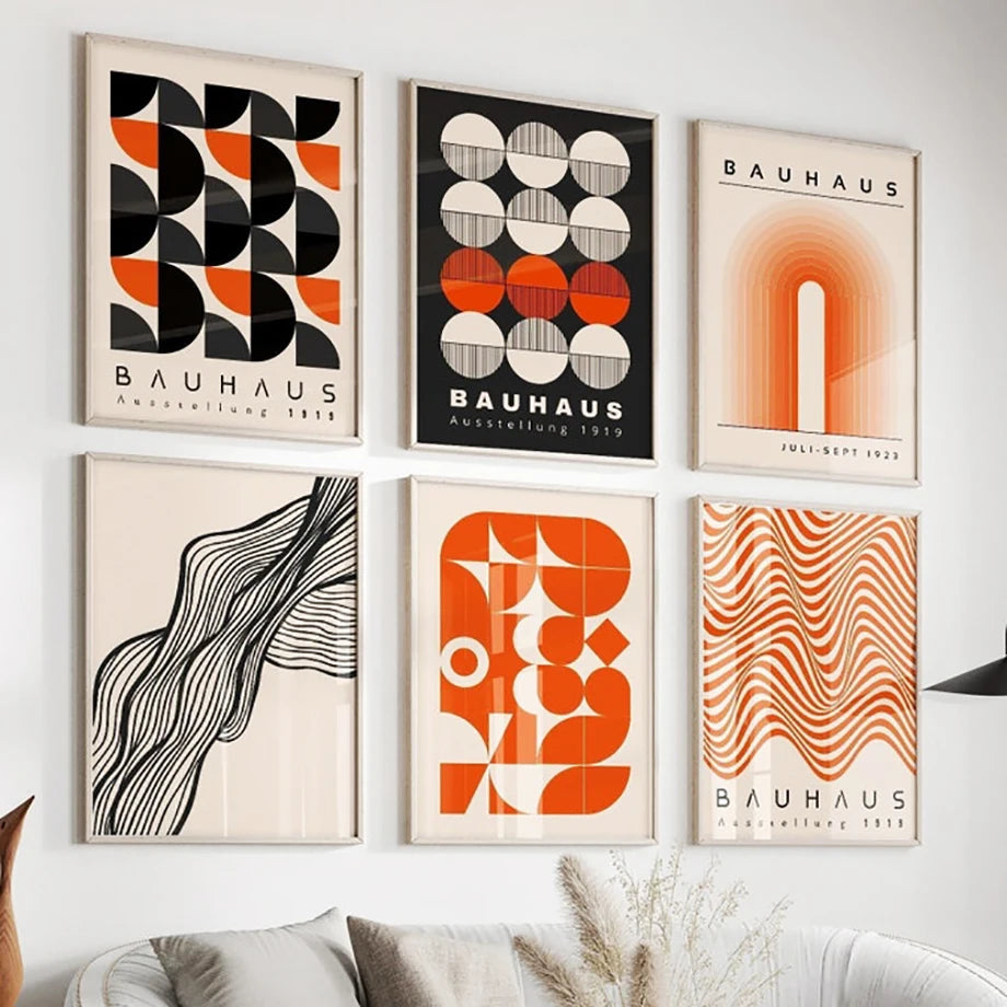 Bauhaus Geometric Abstract Canvas Wall Art Print