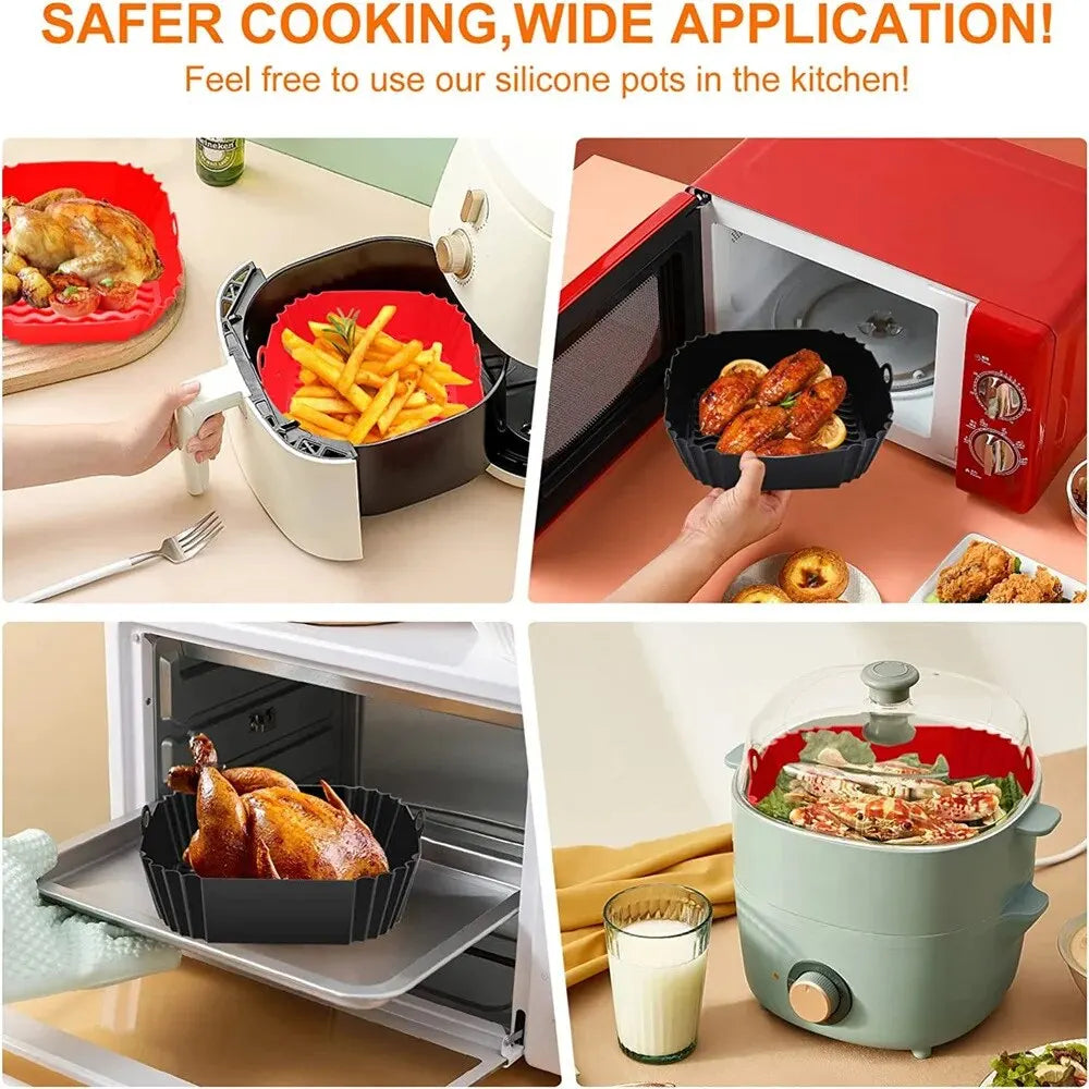 Reusable Silicone Air Fryer Pan Liner Baking Basket